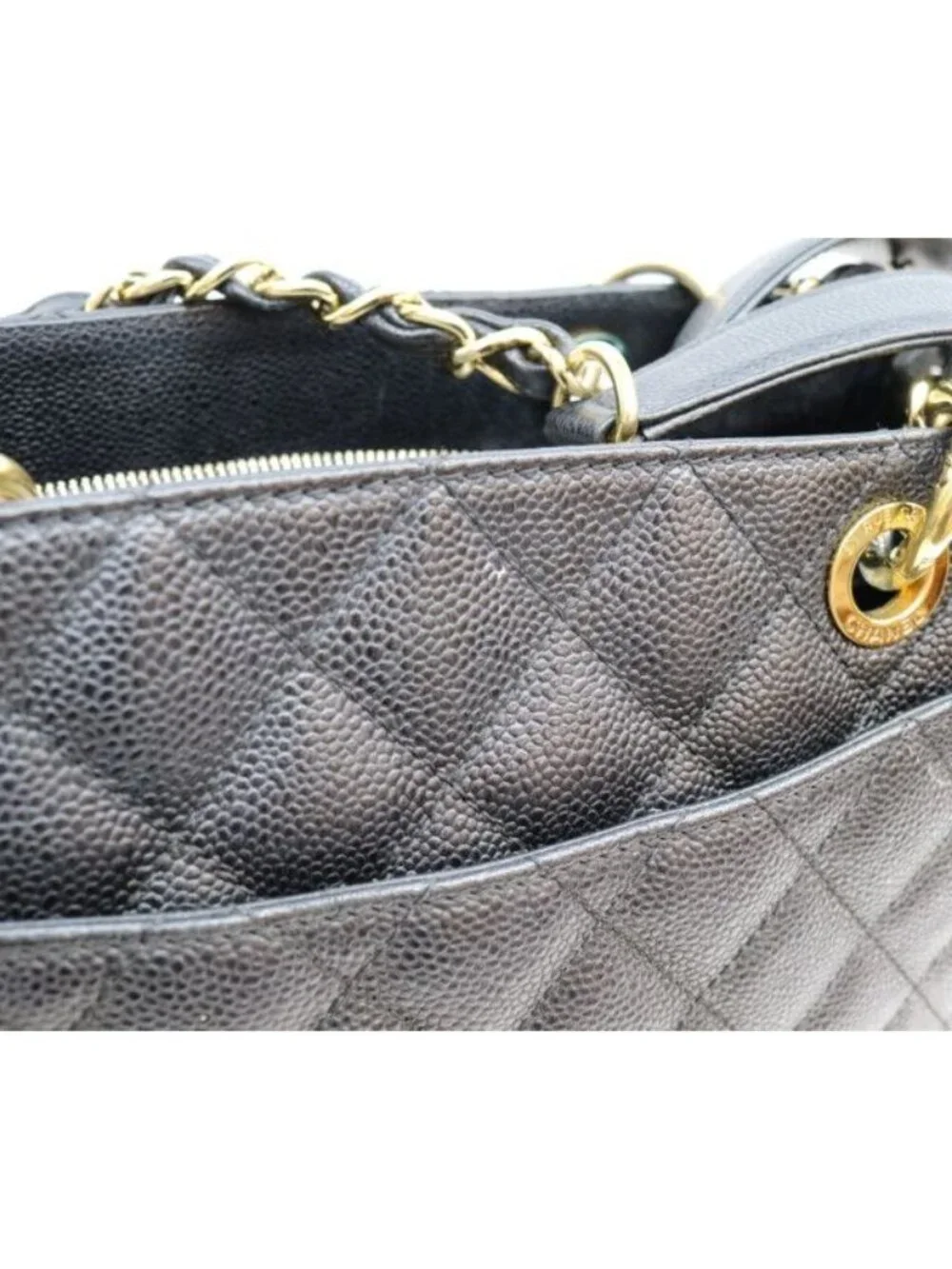 Chanel Black Caviar Gold Grand Shopping Tote GST
